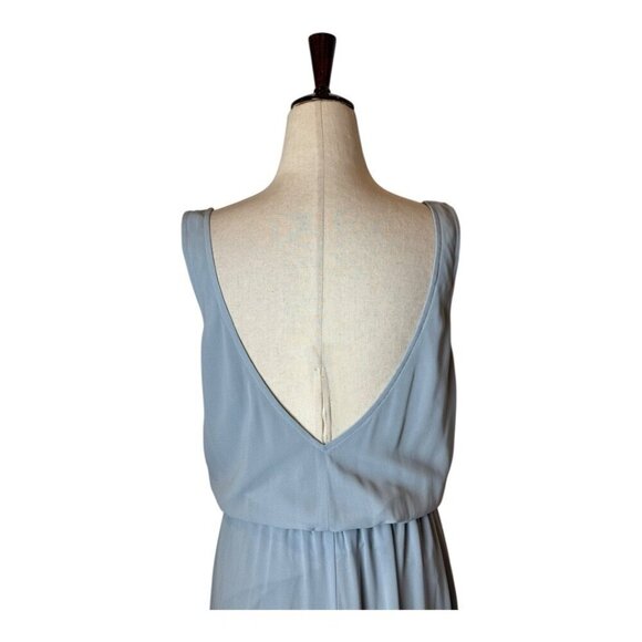 Show Me Your MuMu Dress Women Medium Steel Blue Chiffon Kendall Side Slit Maxi - Picture 5 of 10